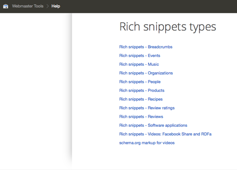 google's rich snipp-liste