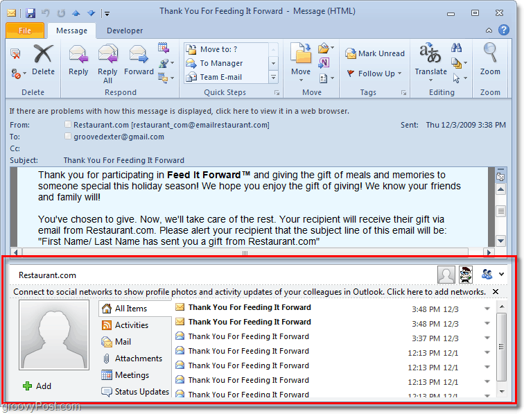 personruten er irriterende og tar opp halvparten av skjermen din i Outlook 2010