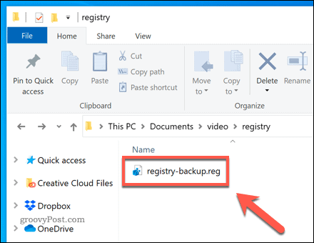 Åpne en Windows Registry-sikkerhetskopifil
