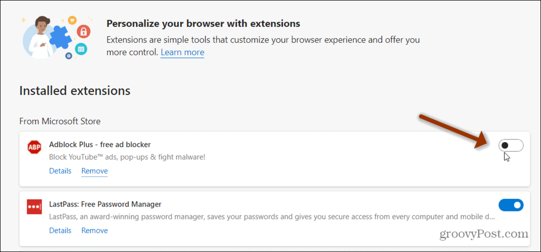 Slik deaktiverer du utvidelser i Microsoft Edge
