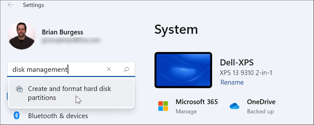 åpne diskbehandling i Windows 11-innstillinger