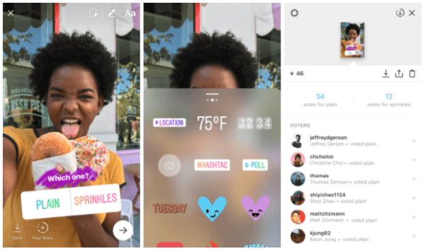 Instagram introduserte et nytt interaktivt klistremerke som lar brukerne stille et spørsmål og se resultater fra dine venner og følgere når de stemmer i sanntid. 