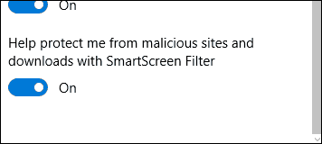 slå av SmartScreen 2