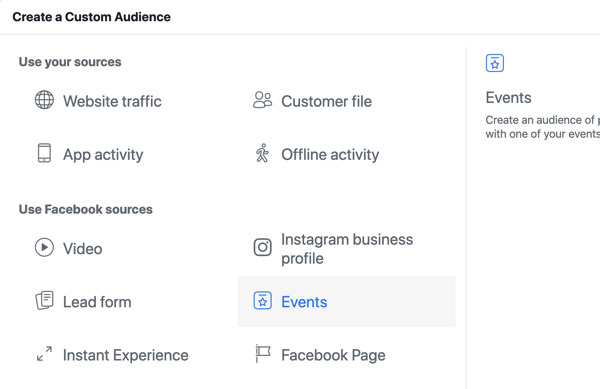 Hvordan markedsføre live-arrangementet ditt på Facebook, trinn 10, opprette tilpasset publikum i Facebook Ads Manager basert på sidevisninger