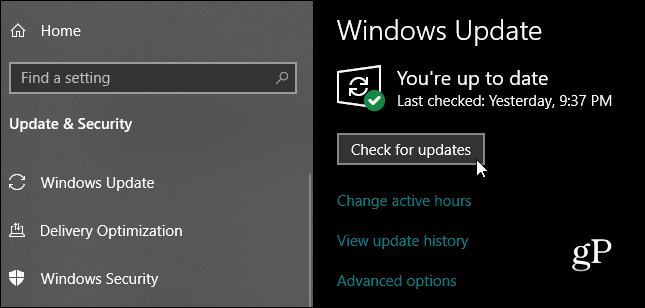 Windows 10 Se etter oppdateringer