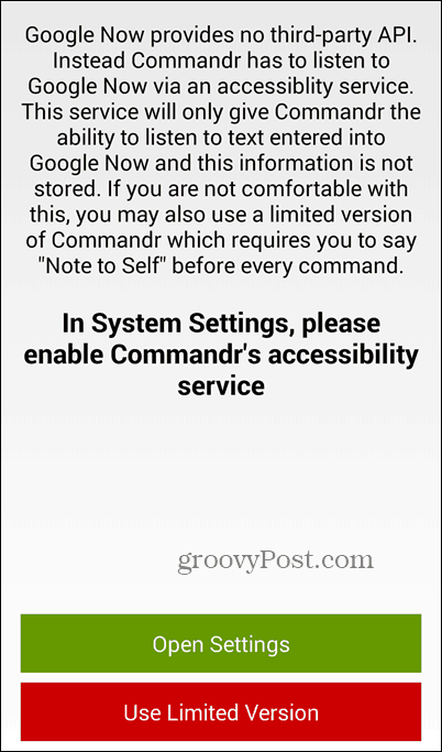 Bruk Google Nå og Kommando for å slå funksjoner av og på