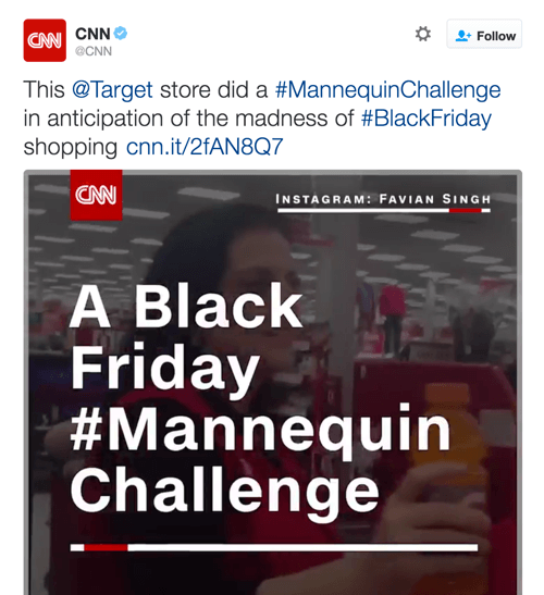 CNN delte Targets video, som kapitaliserte seg på to Twitter-trender.