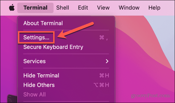 mac-terminalinnstillinger