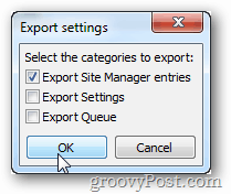 Eksporter Site Manager-oppføringer