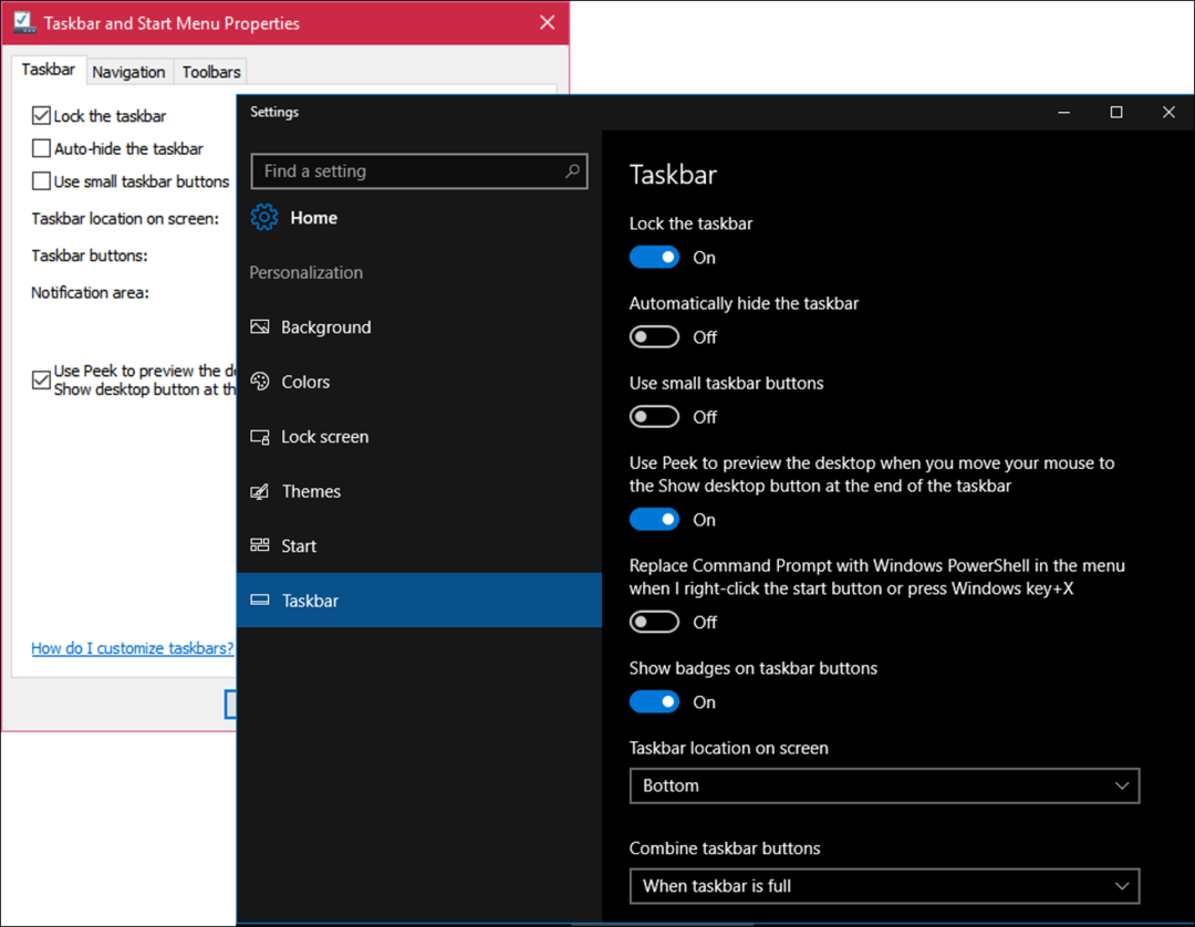 Tilpass oppgavelinjeinnstillinger på Windows 10