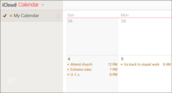iCloud-kalender