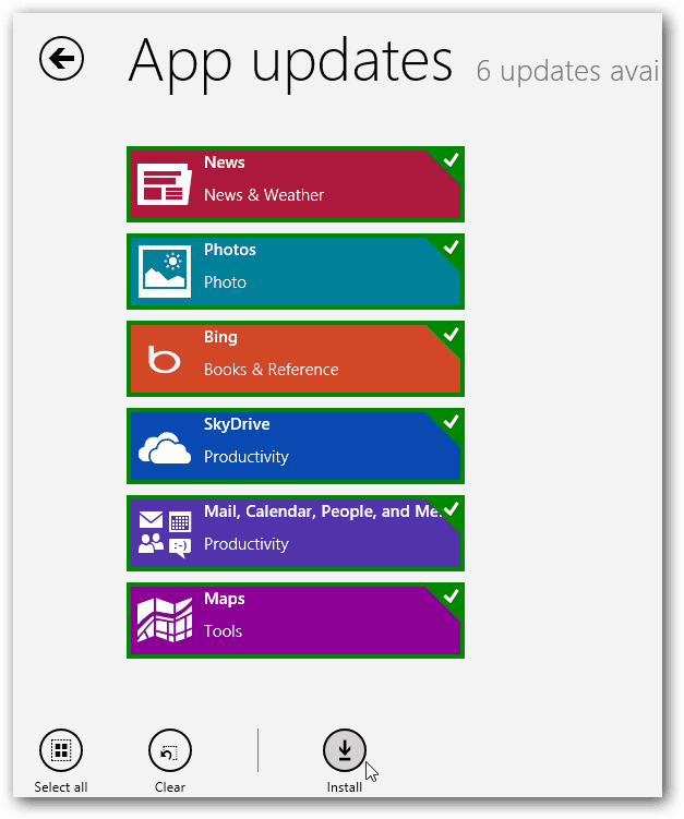 Windows 8 Apps-oppdateringer