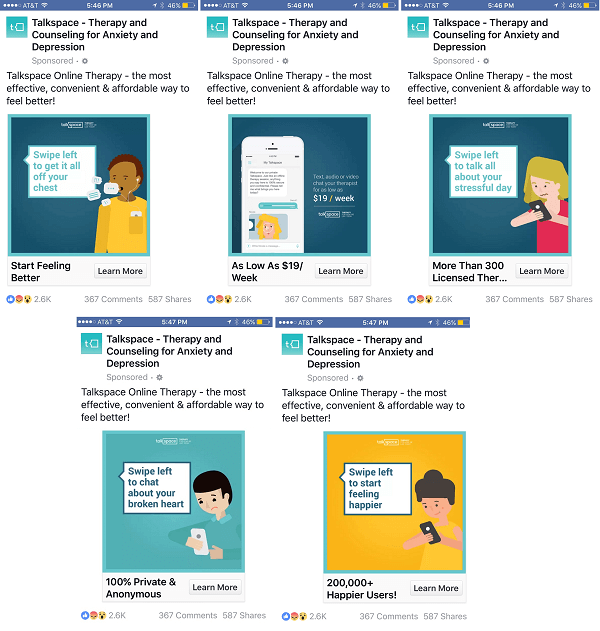 talkspace facebook karusellannonse