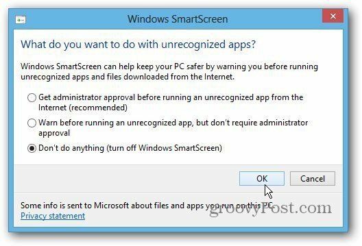 SmartScreen-innstilling