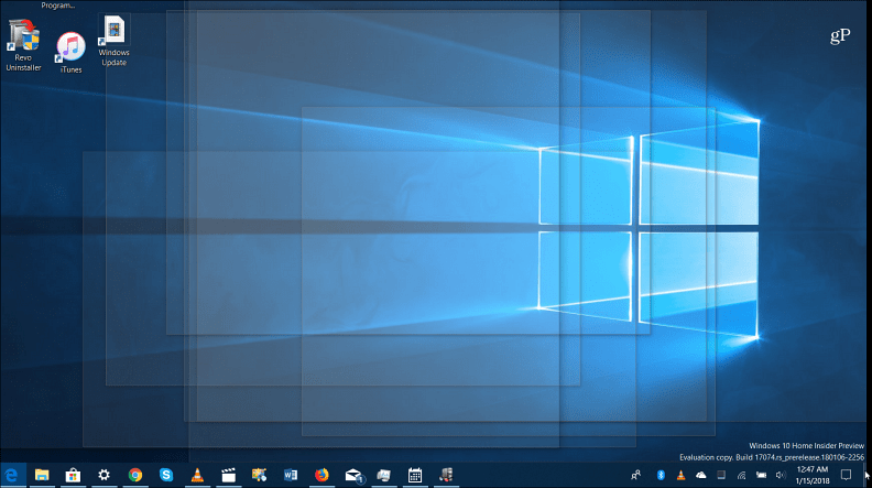Desktop peek-funksjonen Windows 10