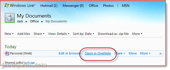Onenote office live skydrive