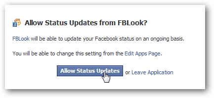 Tillat FBLook-statusoppdateringer