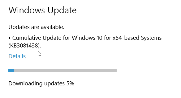 Microsofts tredje kumulative oppdatering for Windows 10 (KB3081438)