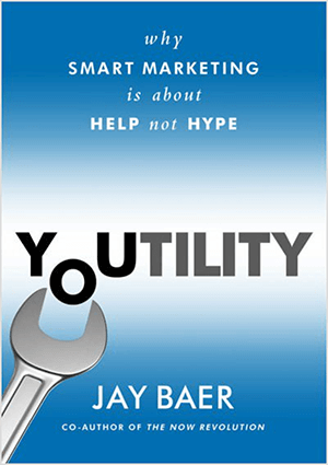 Dette er et skjermbilde av bokomslaget til Youtility av Jay Baer.