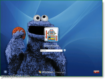 Windows 7 med min favoritt sesamgate Cookie Monster bakgrunn