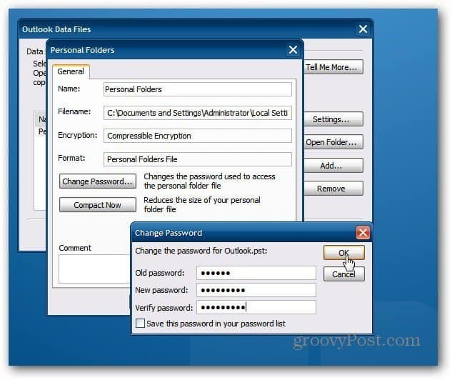 Hvordan passordbeskytte en Outlook PST-fil