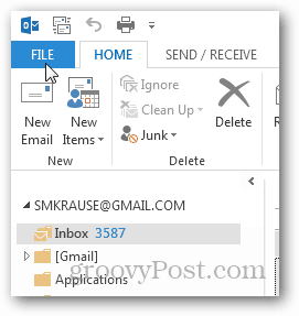 hvordan lage pst-fil for Outlook 2013 - klikk fil
