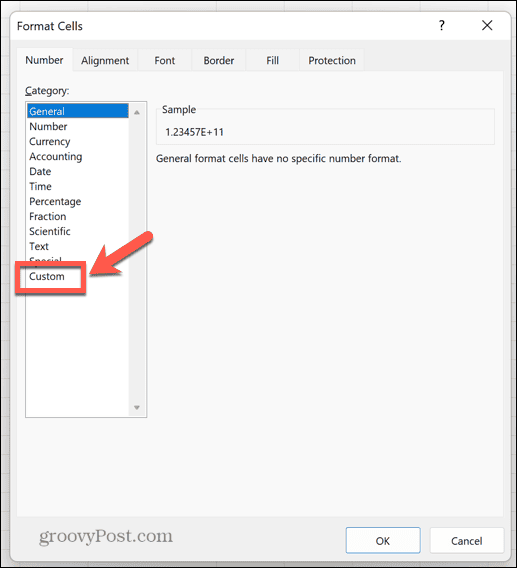 tilpasset excel-format