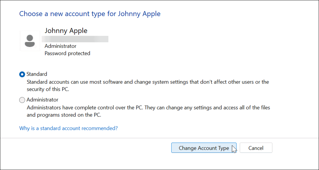 Hvordan endre kontotype på Windows 11