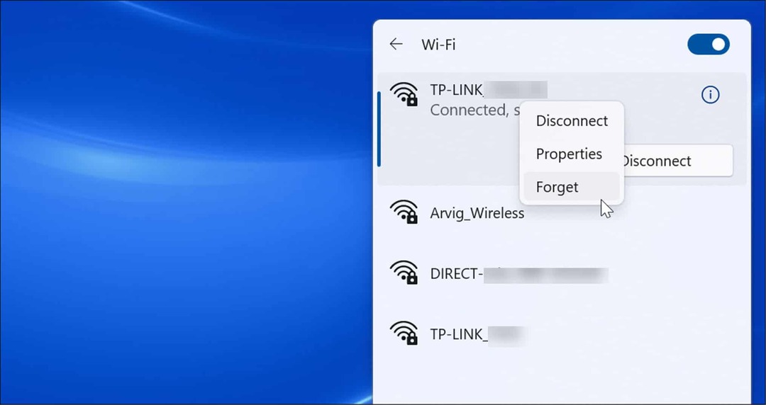 glem wi-fi-nettverk på windows 11