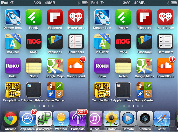Fem ikoner iOS Dock