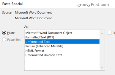 Alternativ for ordformat tekstlim