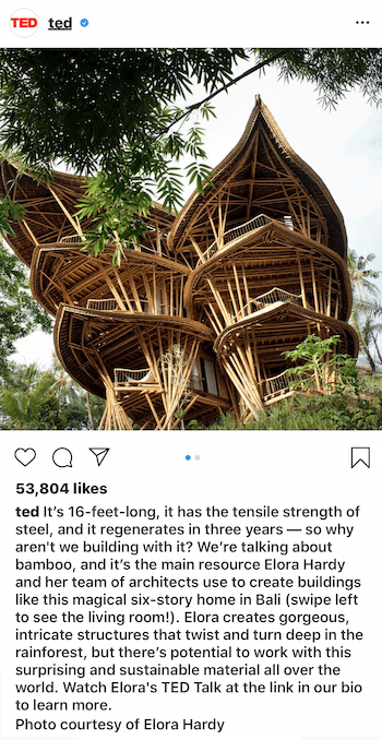 eksempel på bildetekst fra Instagram-virksomheter ved hjelp av historiefortellingsteknikk