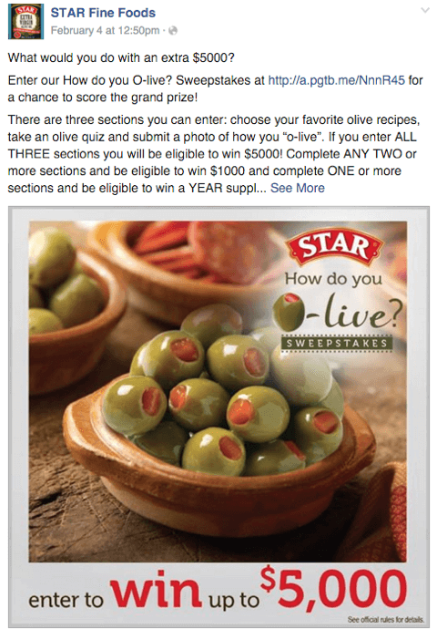 star olives facebook konkurranseinnlegg