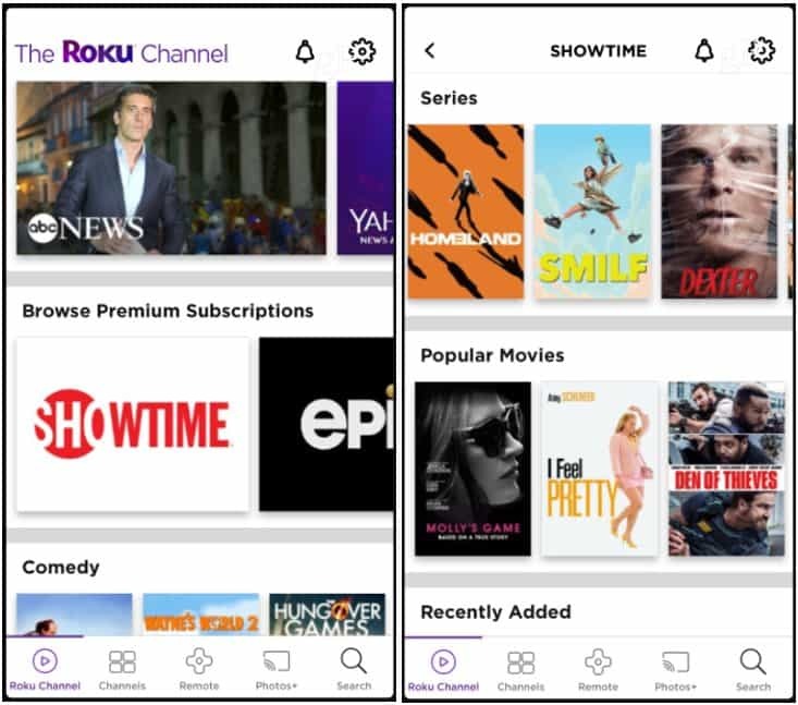 Premium Channels Roku Channel App iOS