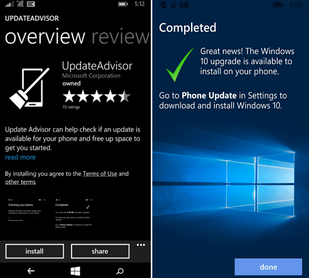 oppdatere og oppgradere rådgiverapper windows phone