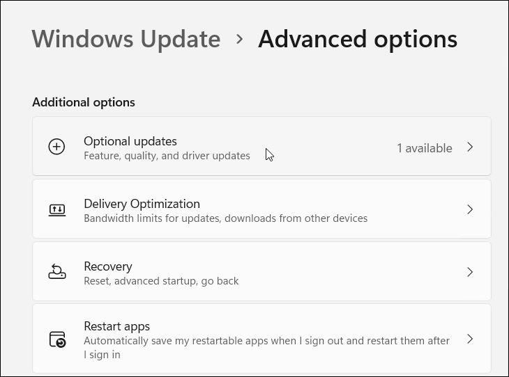 valgfrie oppdateringer installerer enhetsdrivere manuelt på Windows