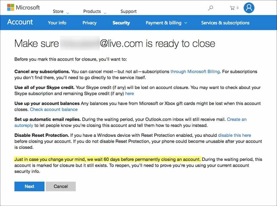 Slik sletter du Hotmail-, Windows Live- og Outlook-kontoen permanent