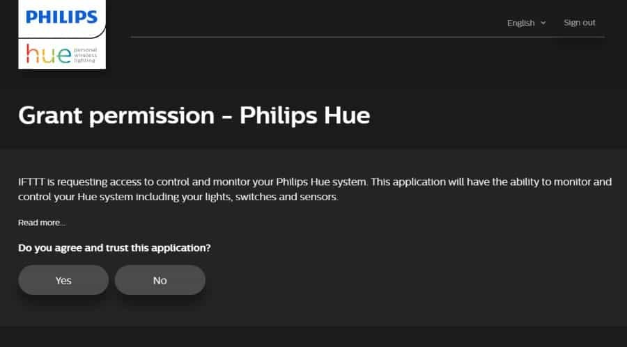 philips hue service på ifttt