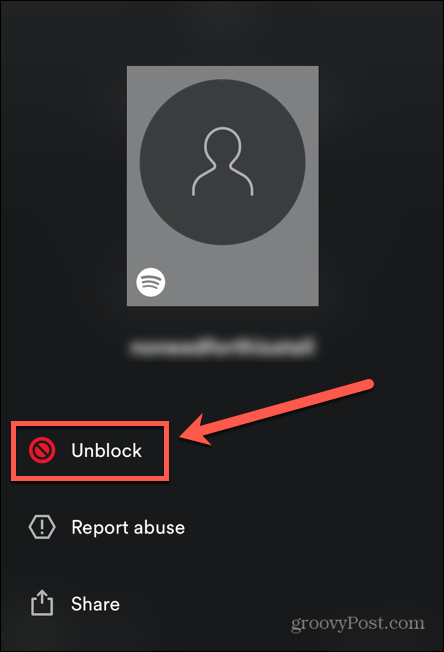 fjern blokkering av følgere på spotify mobil