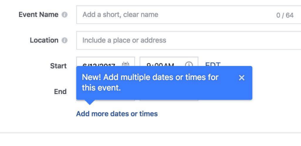 Facebook lar nå arrangørene legge til flere ganger og datoer til Facebook-arrangementer.