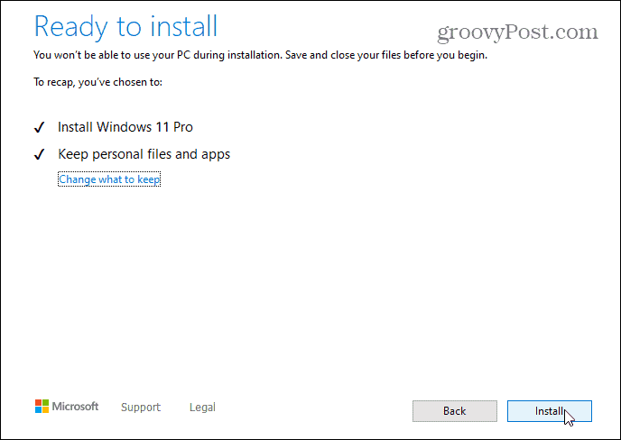 Klar til å installere Windows 11