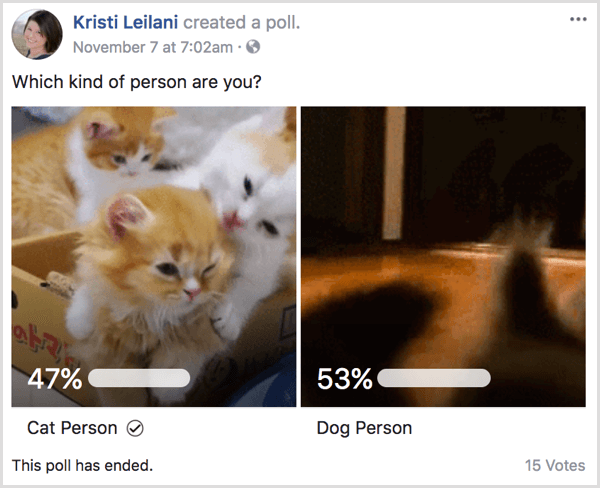 Resultater fra avstemninger på Facebook