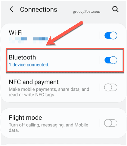 Android Bluetooth-innstillingsmeny