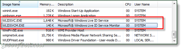 Windows-tjenester wlidsvc.exe wlidsvcm.exe