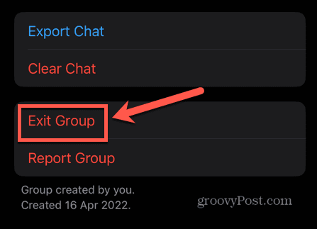 whatsapp avslutte en gruppe
