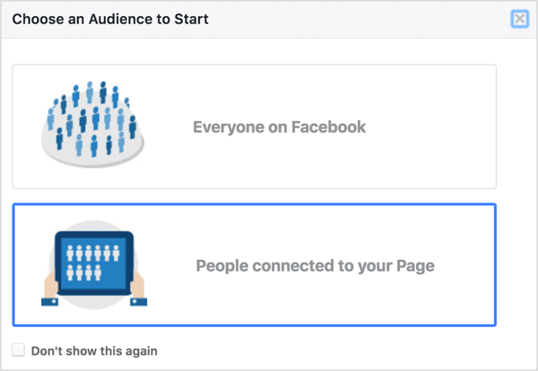 Velg Personer som er koblet til siden din i Facebook Audience Insights.