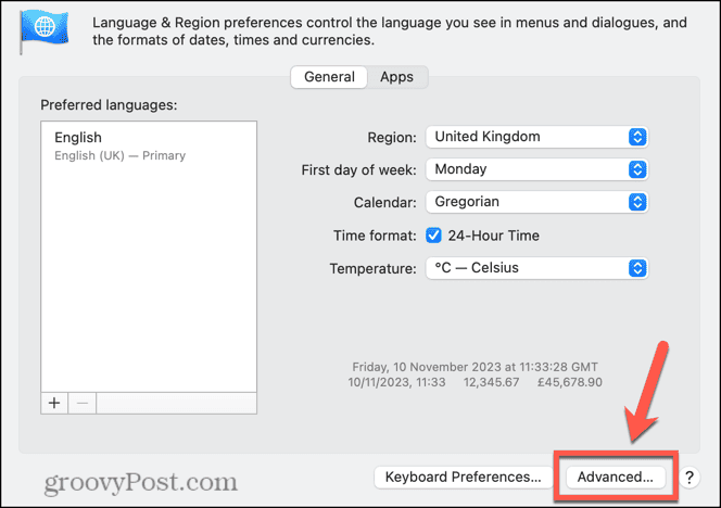 mac avanserte språk- og regioninnstillinger