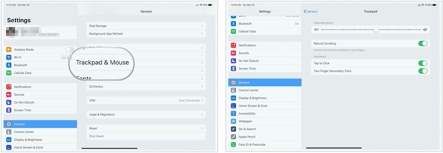 Innstillinger for iPad styreflate