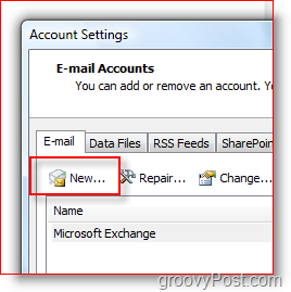 Opprett ny e-postkonto i Outlook 2007