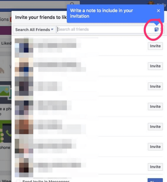 Facebook la til muligheten for å inkludere et personlig notat med invitasjoner til å like en side.
